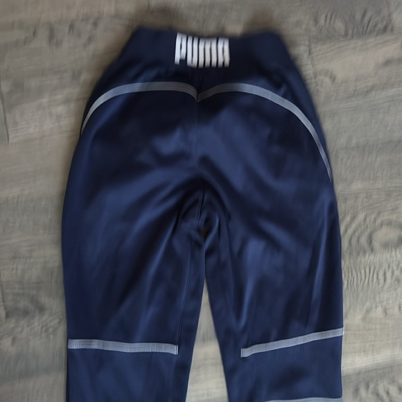 Puma Navy  bllue and white striped jersey pants Sz M - Picture 11 of 12